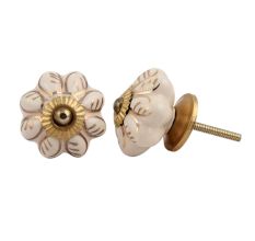 Cream Golden Leaf Big Melon Cabinet Knob