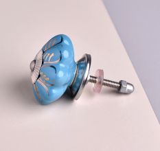 Light Blue Golden Leaf Big Melon Knob