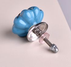 Light Blue Golden Leaf Big Melon Knob