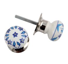 Blue Tiny Flower Mortice Handle 2.25