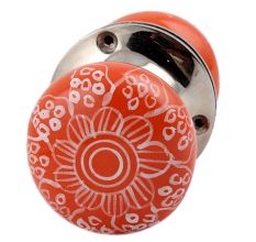 Orange Gerbera Flower Mortice Handle  2.25
