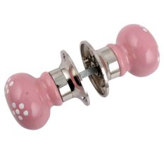 Pink Polka Dot Mortice Handle 2.25