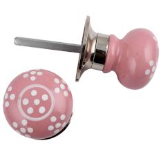 Pink Polka Dot Mortice Handle 2.25