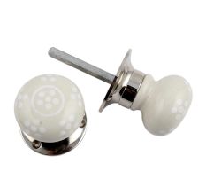 Cream Polka Dot Mortice Handle 2.25