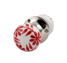 Red Daisy Flower Mortice Handle 2.25