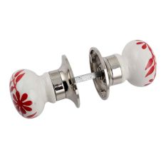 Red Daisy Flower Mortice Handle 2.25