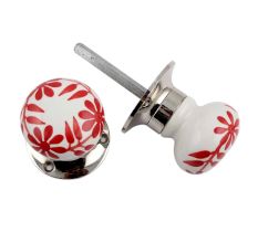 Red Daisy Flower Mortice Handle 2.25