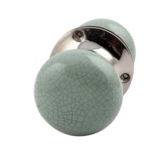 Sage Green Crackle Mortice Handle 2.25
