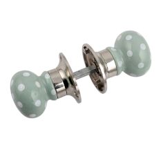 Sage Green Dot Mortice Handle 2.25