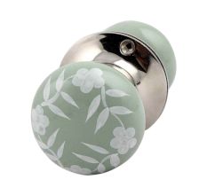 Sage Green Floral Mortice Handle 2.25
