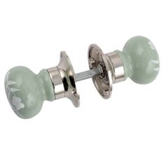Sage Green Floral Mortice Handle 2.25