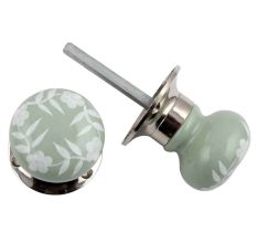 Sage Green Floral Mortice Handle 2.25