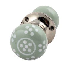 Sage Green Polka Dot Mortice Handle 2.25