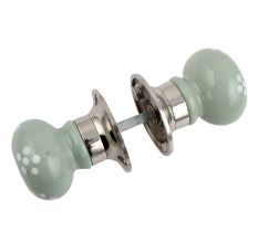 Sage Green Polka Dot Mortice Handle 2.25