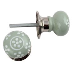 Sage Green Polka Dot Mortice Handle 2.25