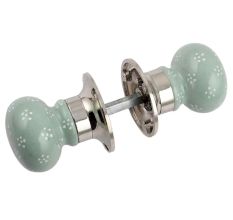 Sage Green Tiny Flower Mortice Handle 2.25