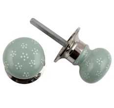 Sage Green Tiny Flower Mortice Handle 2.25