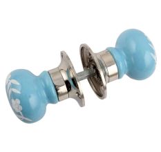 Turquoise Floral Mortice Handle 2.25