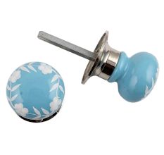 Turquoise Floral Mortice Handle 2.25