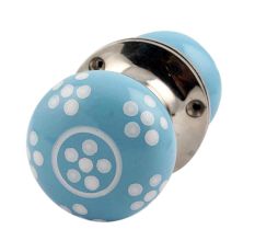 Turquoise Polka Dot Mortice Handle 2.25
