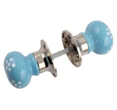 Turquoise Polka Dot Mortice Handle 2.25