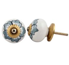 Grey Hibiscus Flower Knob