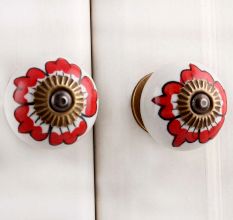 Red Hibiscus Floral Knob