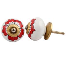 Red Hibiscus Floral Knob