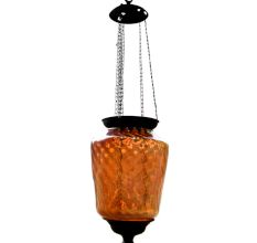 Vintage Mid-Century Retro glass and brass hanging swab light