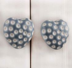 Grey Heart Etched Ceramic Knob