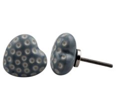 Grey Heart Etched Ceramic Knob