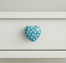 Turquoise Heart Etched Ceramic Knob