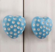 Turquoise Heart Etched Ceramic Knob