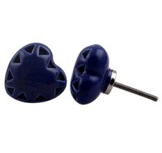 Navy Blue Heart Ceramic Knob