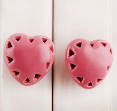 Pink Heart Ceramic Knob