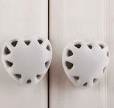 White Heart Ceramic Knob