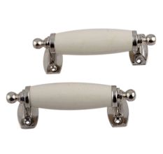 Cream Small Ceramic Silver Door Handles