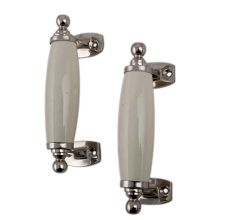 Cream Small Ceramic Silver Door Handles