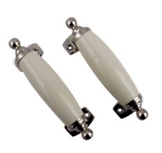 Cream Small Ceramic Silver Door Handles