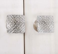 Clear Netcut Square Silver Drawer Knobs