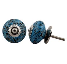 Turquoise Black Etched Knobs
