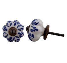 White Navy Blue Leaf Knob