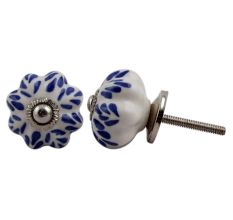 White Navy Blue Leaf Knob