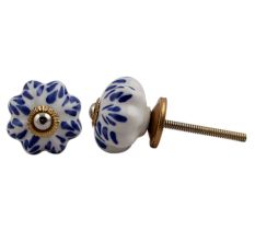 White Navy Blue Leaf Knob