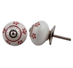 Red Tiny Floral Ceramic Knob