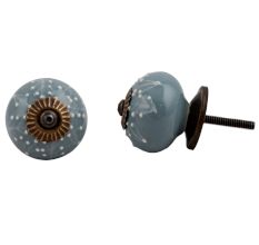 Grey White Leaf Embossed Knob