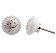 White Pink  Dahlia Floral Knob