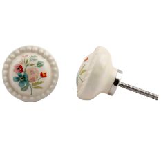 Multicolor Cream Flower Flat Knob