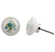 White Blue Flower Knob