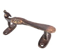 Carved Brass Peacock Door Handle